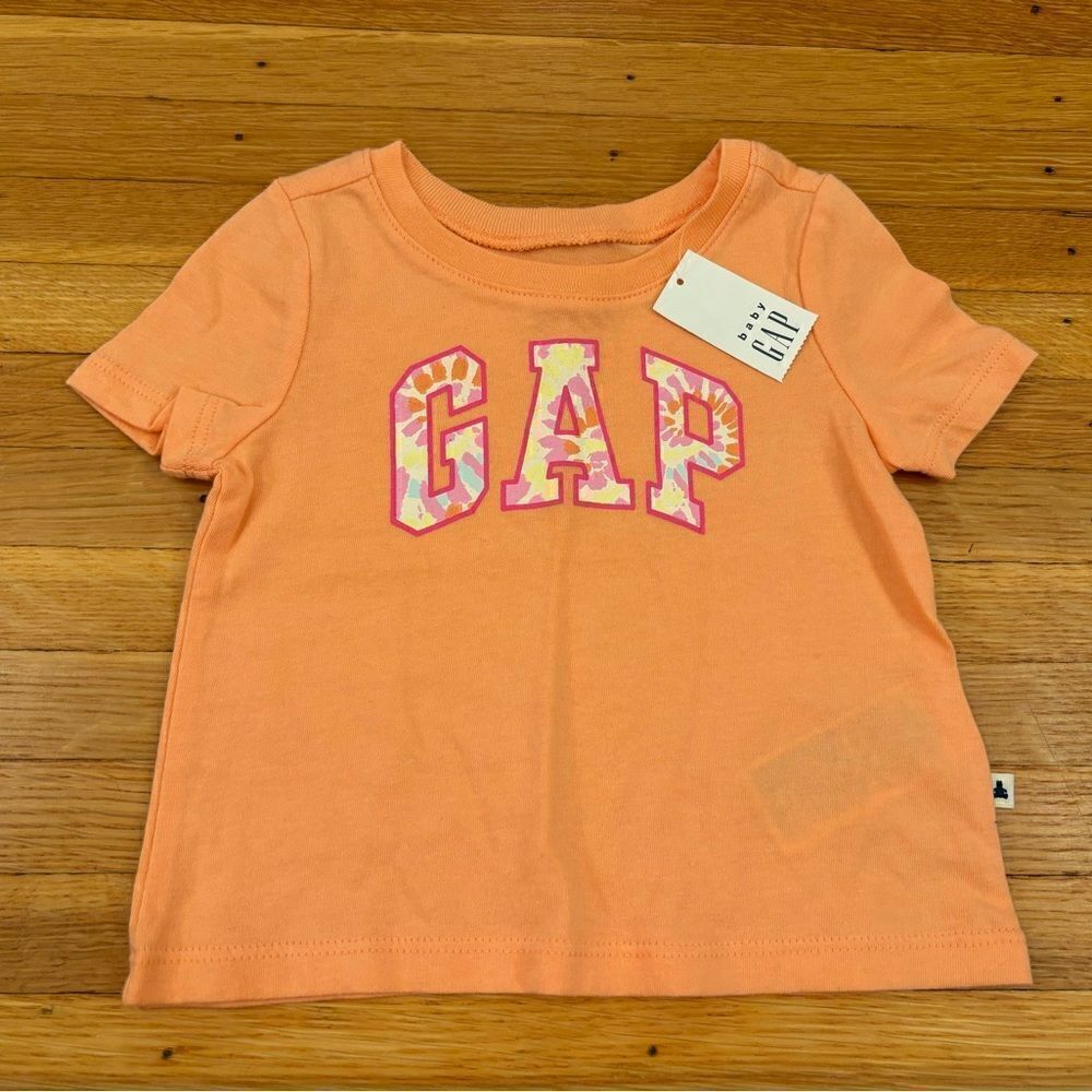 Gap orange tie dye letters short sleeve tee shirt NWT